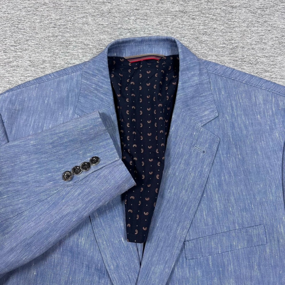 Kroon Blazer Mens Size 42 Blue Linen Wool Blend Two Button City Sport Coat